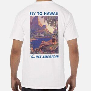 Pan Am Hawaii Vintage Graphic T-Shirt White Retro Airline Small